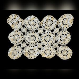 Vintage crocheted lotus diamond pattern doily